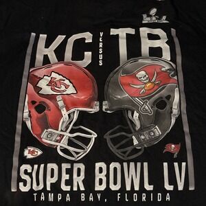 Super Bowl LV 55 Shirt Black XL Kansas City Chiefs Tampa Bay Buccaneers Fanatics